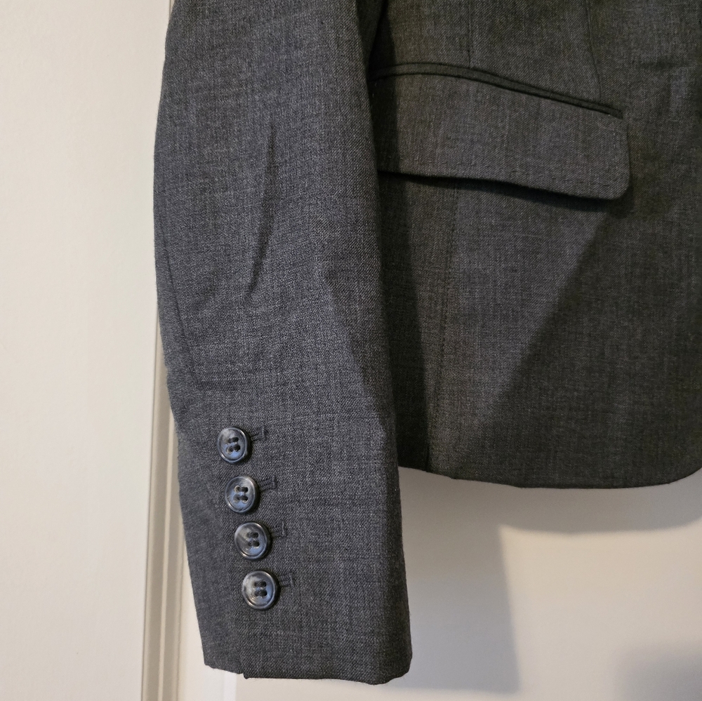 Ann Taylor Blazer 3 Button Front Gray Womens Size 0 Preppy Business Academia - Picture 2 of 9